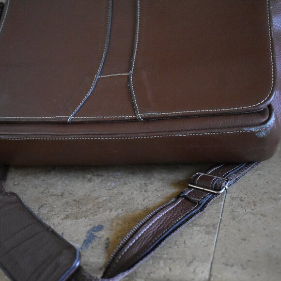 Vintage Leather Bag Laptop Genuine Messenger Men's Briefcase Satchel Brown Bag - Picture 16 of 16